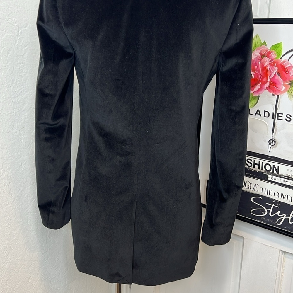 Madewell Black Crushed Velvet Blazer Size 00 - Picture 7 of 9